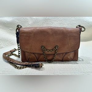 Nine West small brown leather chain strap crossbody bag
